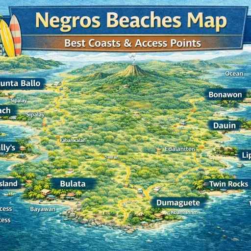 beaches map negros island